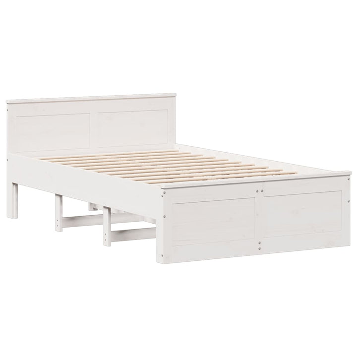 seng med reol uden madras 135x190 cm massivt fyrretræ hvid