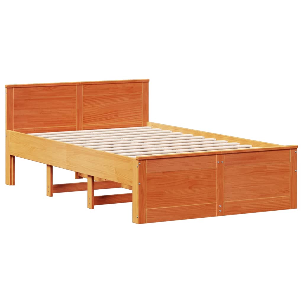 seng med reol uden madras 135x190cm massivt fyrretræ gyldenbrun
