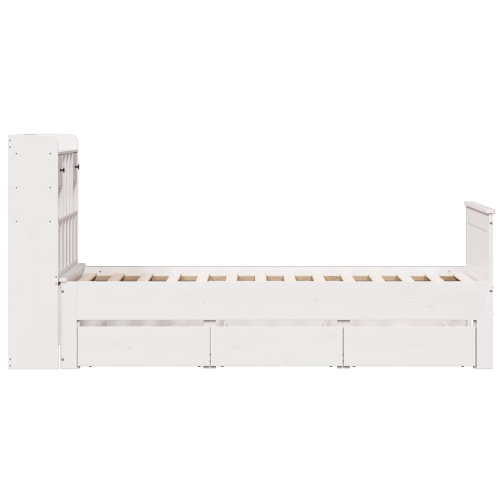 seng med reol uden madras 90x190 cm massivt fyrretræ hvid