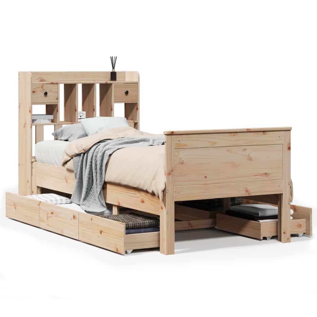 seng med reol uden madras 75x190 cm massivt fyrretræ