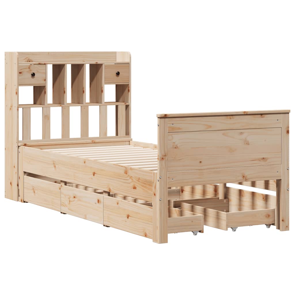 seng med reol uden madras 75x190 cm massivt fyrretræ