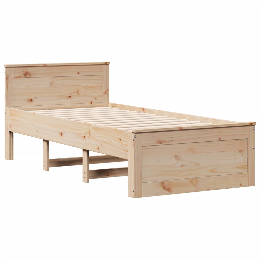 seng med reol uden madras 75x190 cm massivt fyrretræ