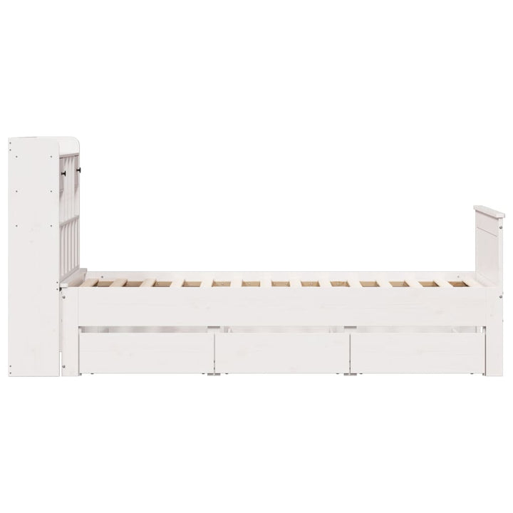 seng med reol uden madras 75x190 cm massivt fyrretræ hvid