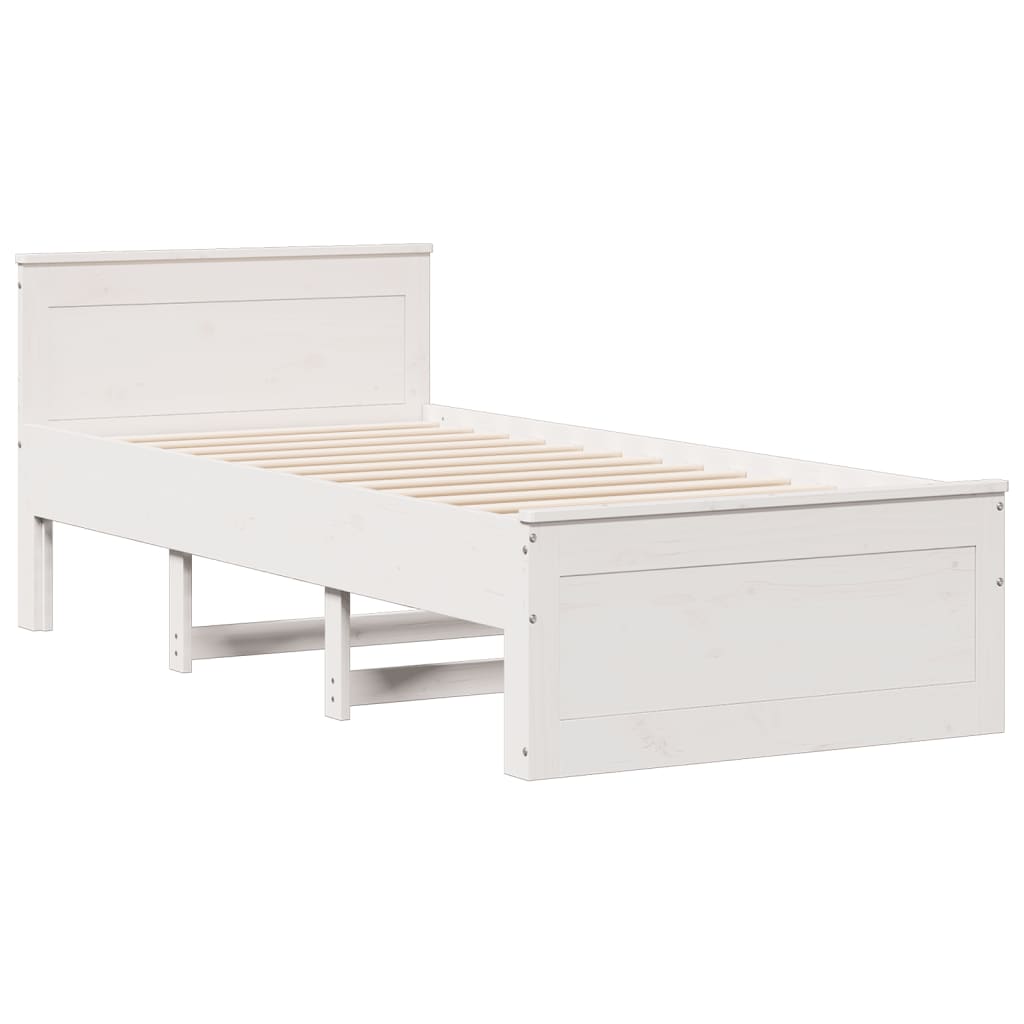 seng med reol uden madras 75x190 cm massivt fyrretræ hvid