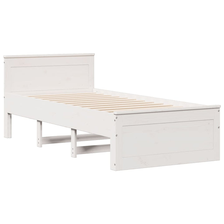 seng med reol uden madras 75x190 cm massivt fyrretræ hvid