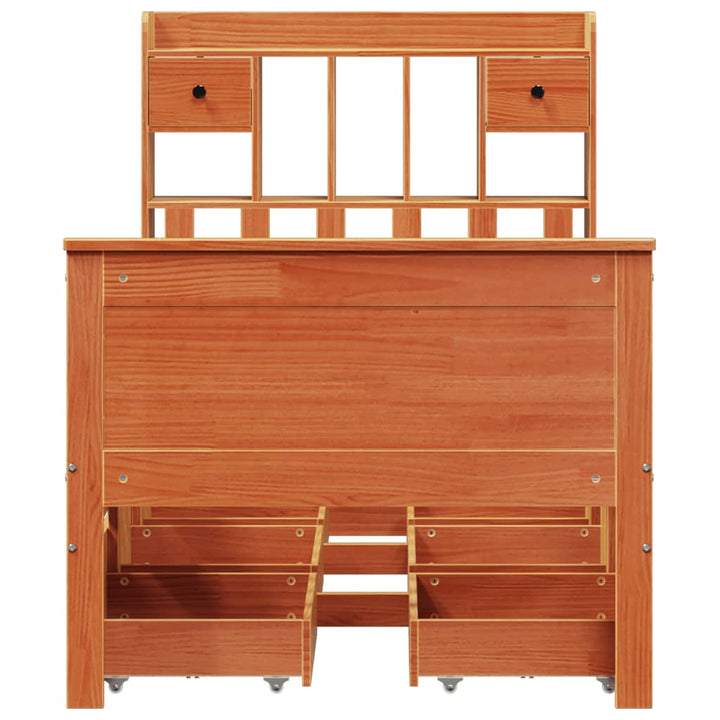 seng med reol uden madras 75x190 cm massivt fyrretræ gyldenbrun