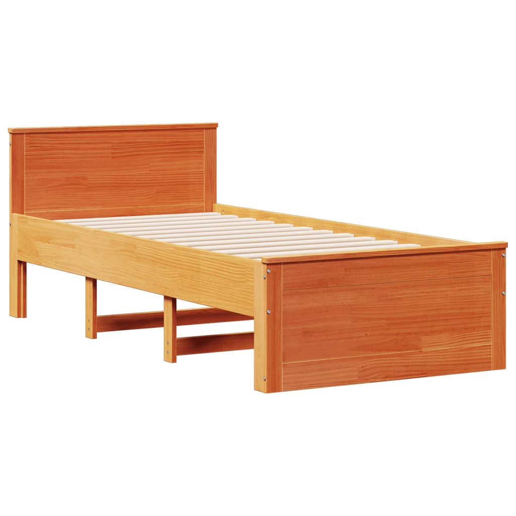 seng med reol uden madras 75x190 cm massivt fyrretræ gyldenbrun