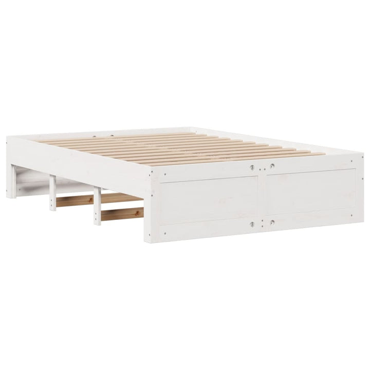 seng med reol uden madras 150x200 cm massivt fyrretræ hvid