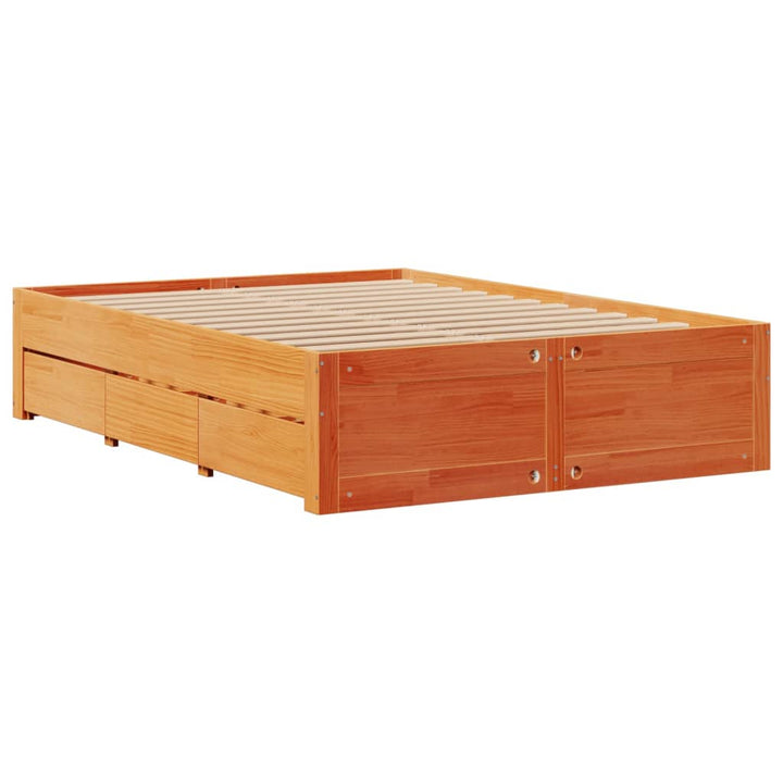 seng med reol uden madras 150x200cm massivt fyrretræ gyldenbrun