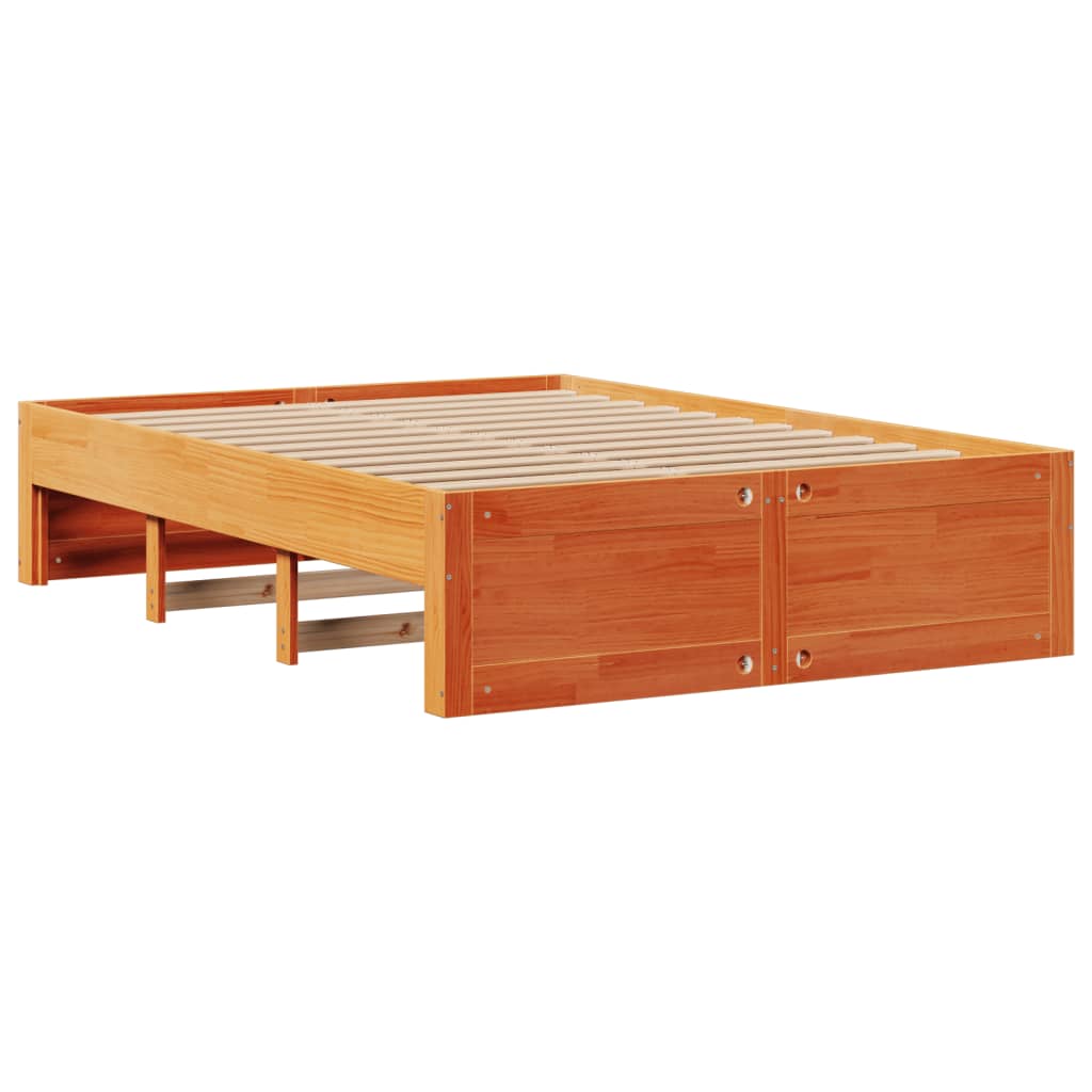 seng med reol uden madras 150x200cm massivt fyrretræ gyldenbrun
