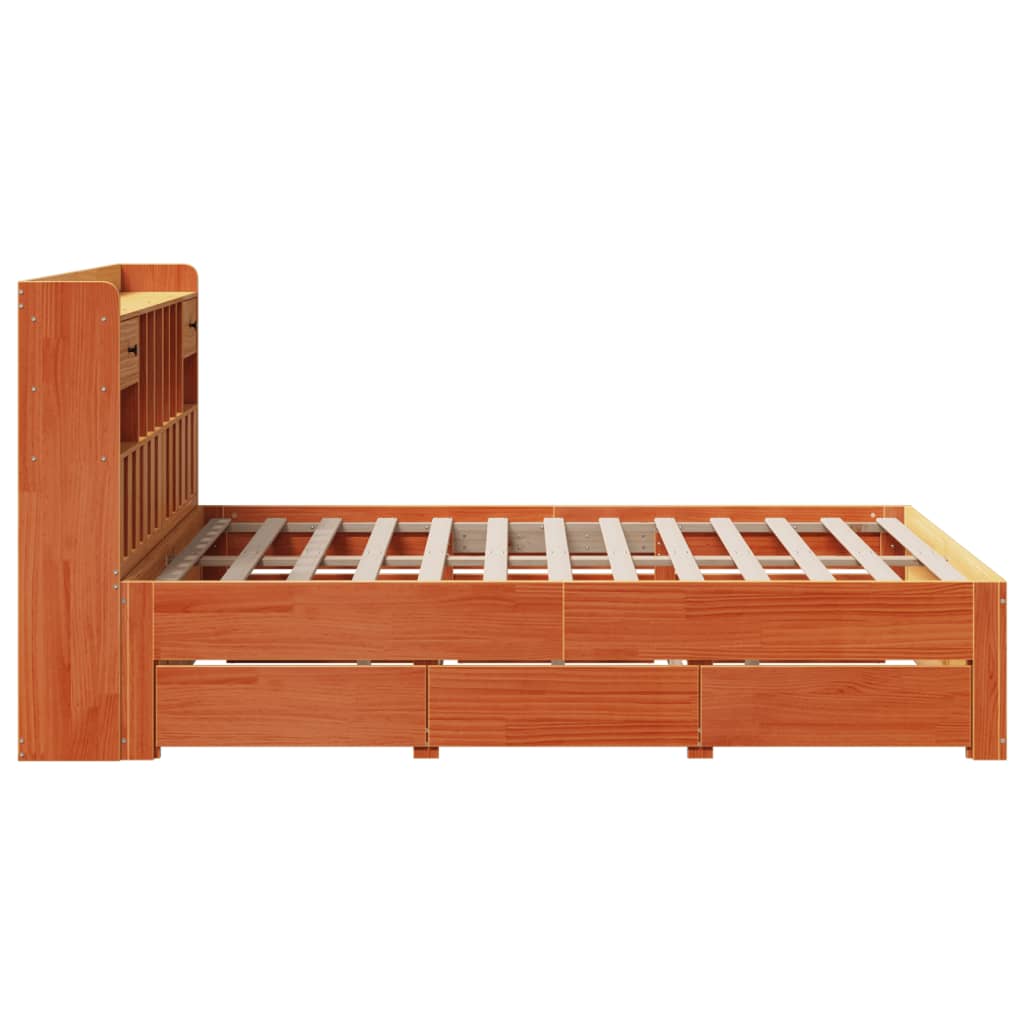 seng med reol uden madras 150x200cm massivt fyrretræ gyldenbrun
