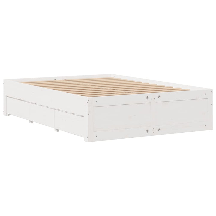seng med reol uden madras 140x200 cm massivt fyrretræ hvid