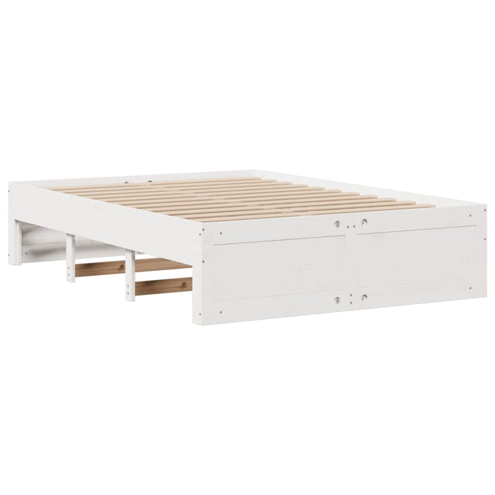 seng med reol uden madras 140x200 cm massivt fyrretræ hvid
