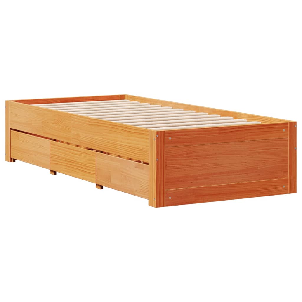 seng med reol uden madras 100x200cm massivt fyrretræ gyldenbrun