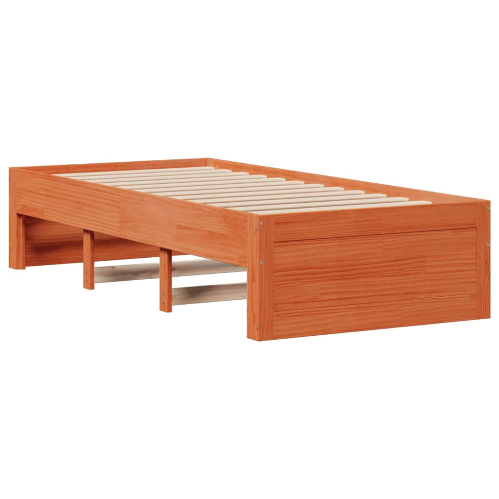 seng med reol uden madras 100x200cm massivt fyrretræ gyldenbrun
