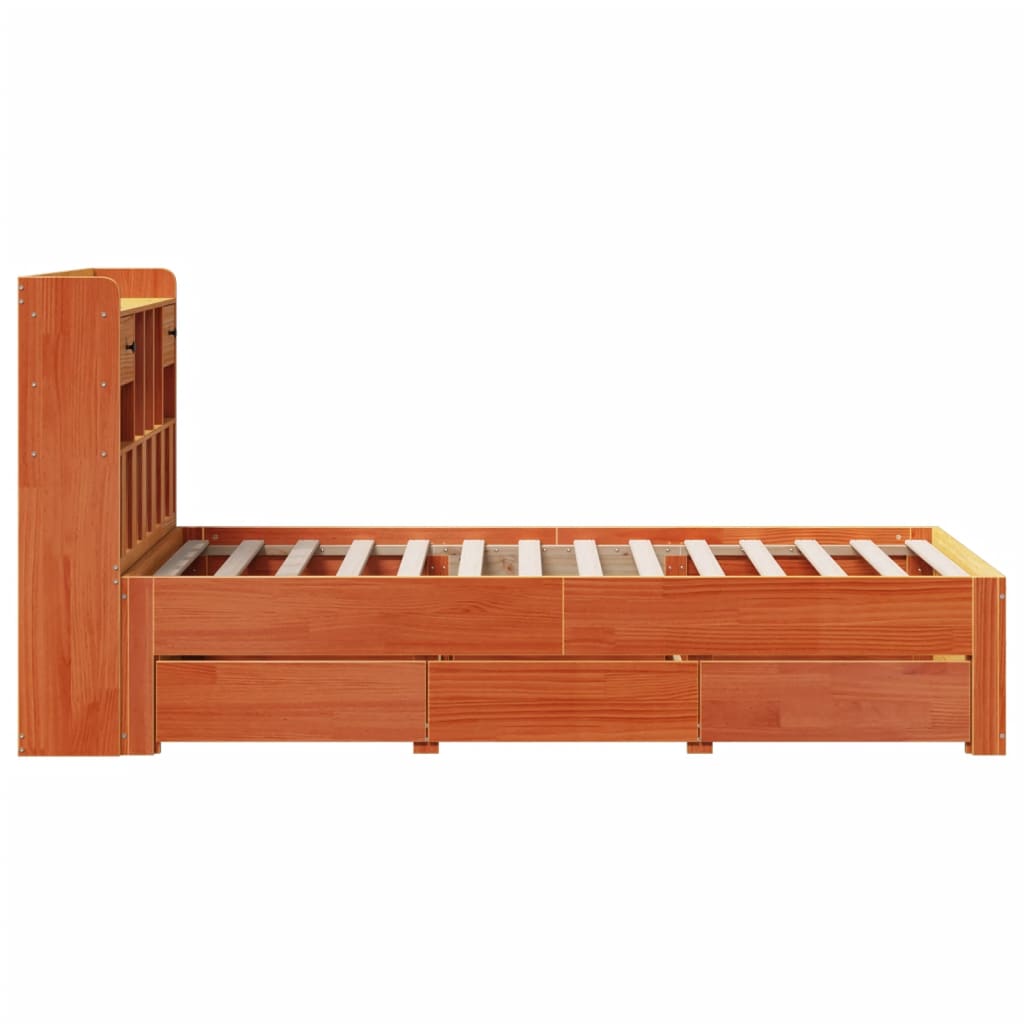 seng med reol uden madras 100x200cm massivt fyrretræ gyldenbrun