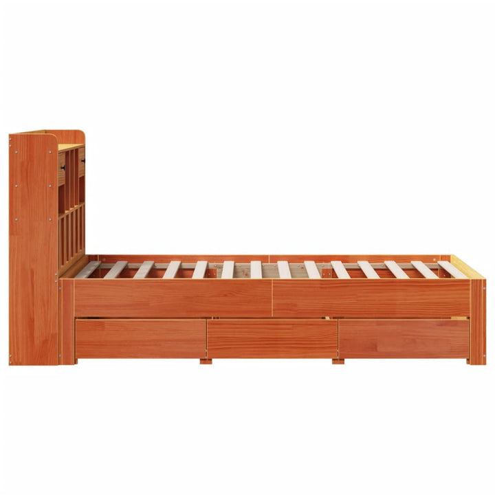 seng med reol uden madras 100x200cm massivt fyrretræ gyldenbrun