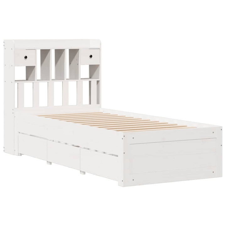 seng med reol uden madras 90x200 cm massivt fyrretræ hvid
