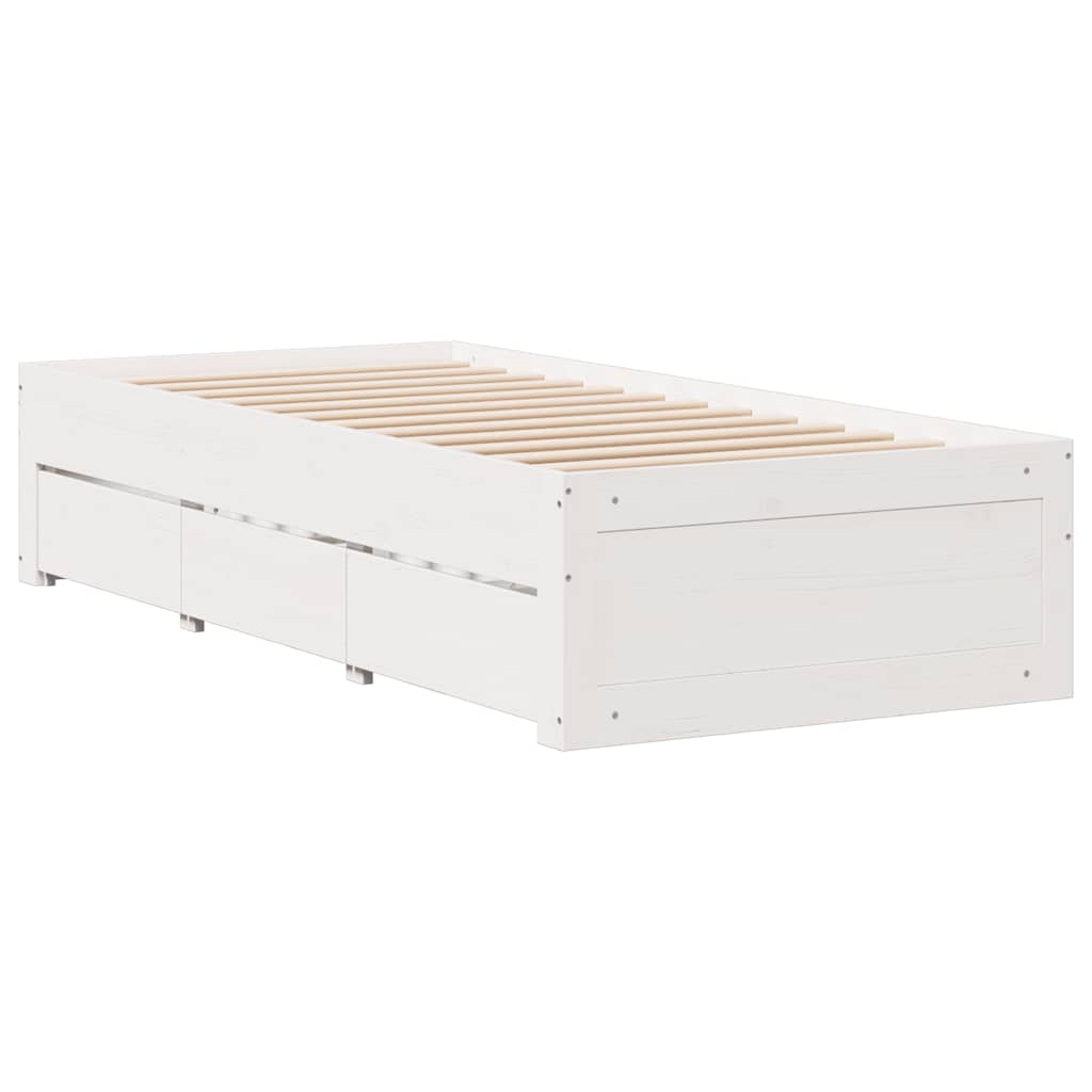 seng med reol uden madras 90x200 cm massivt fyrretræ hvid