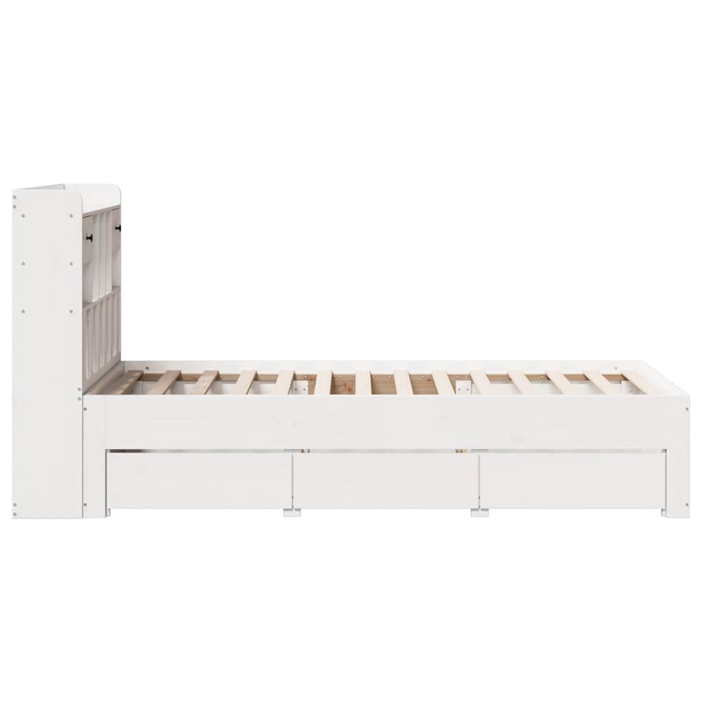 seng med reol uden madras 90x200 cm massivt fyrretræ hvid