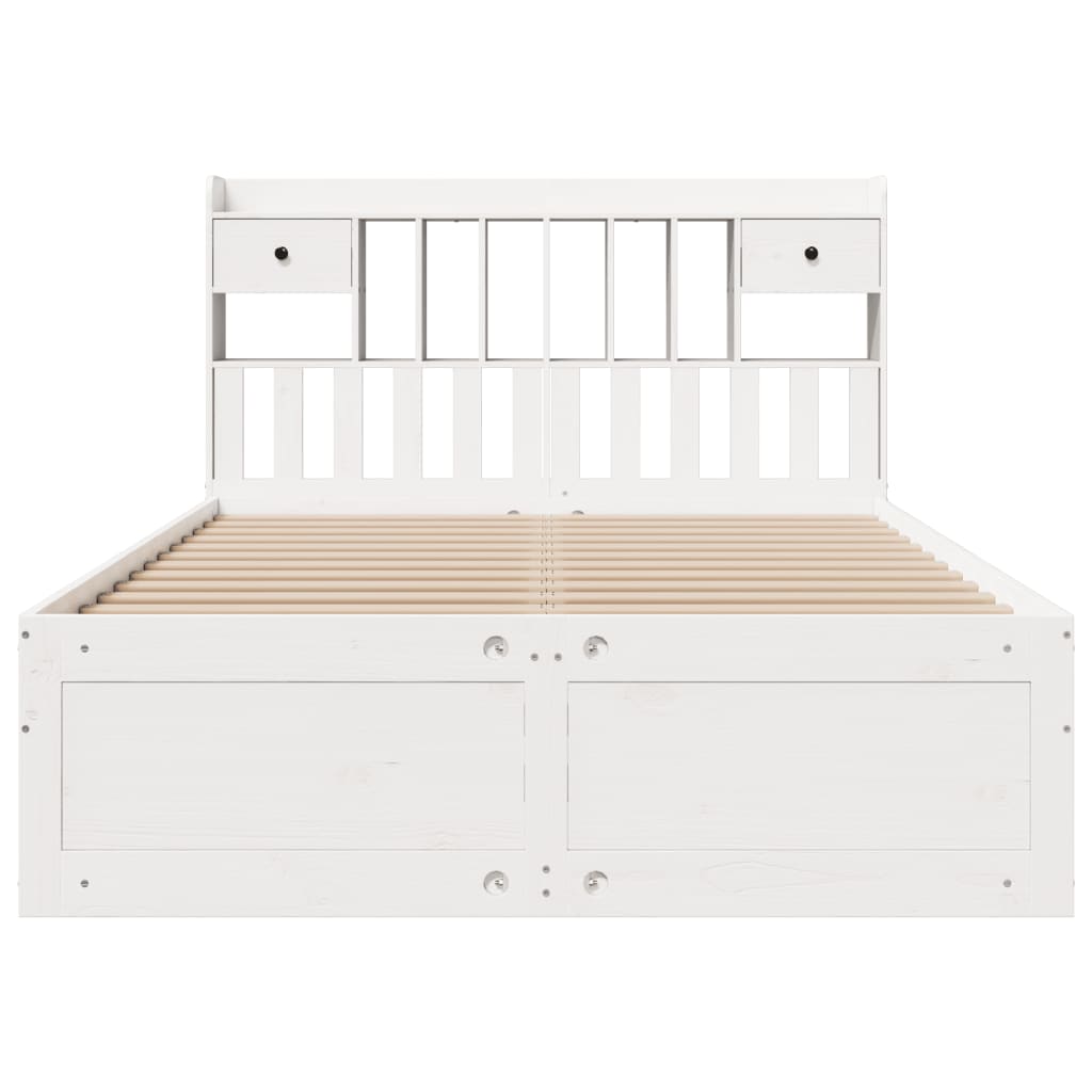 seng med reol uden madras 140x190 cm massivt fyrretræ hvid