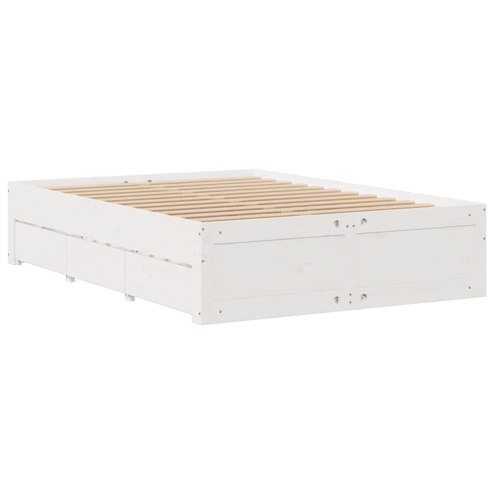 seng med reol uden madras 140x190 cm massivt fyrretræ hvid