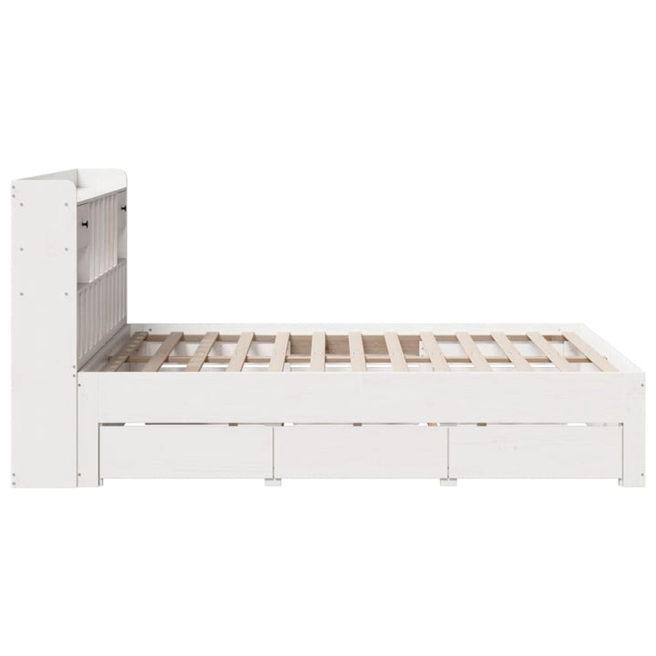 seng med reol uden madras 140x190 cm massivt fyrretræ hvid