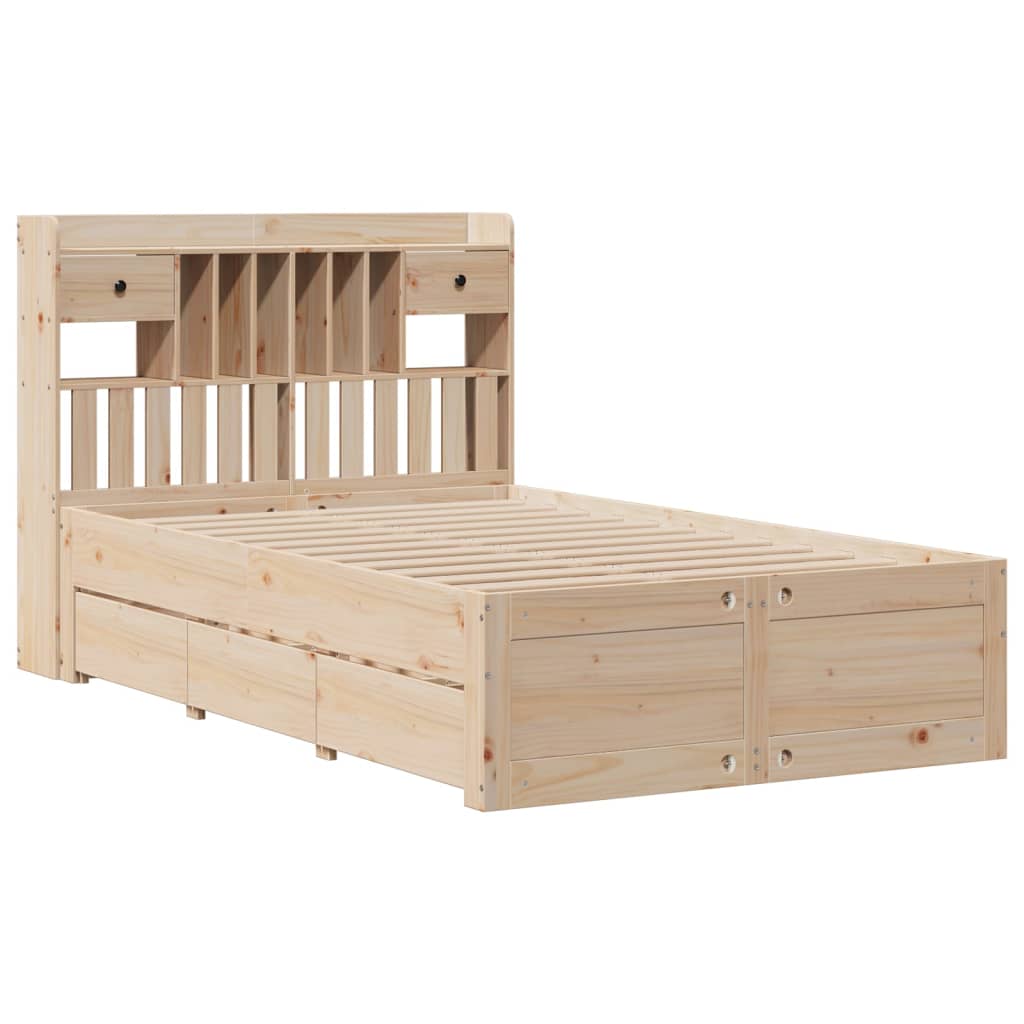 seng med reol uden madras 135x190 cm massivt fyrretræ