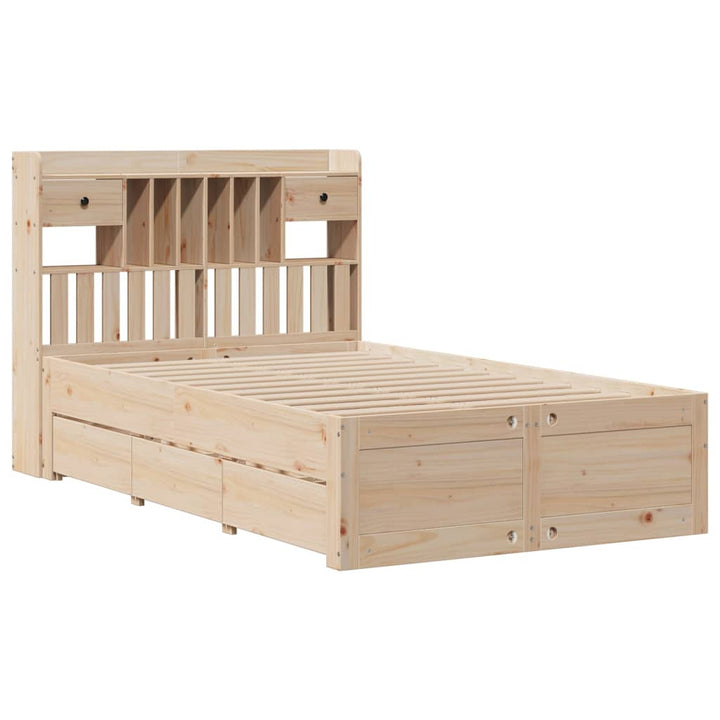 seng med reol uden madras 135x190 cm massivt fyrretræ