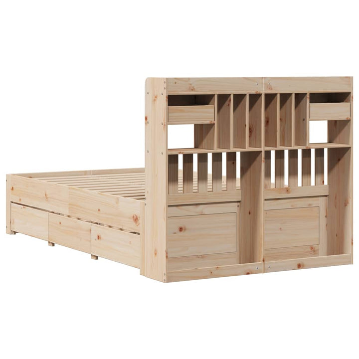 seng med reol uden madras 135x190 cm massivt fyrretræ