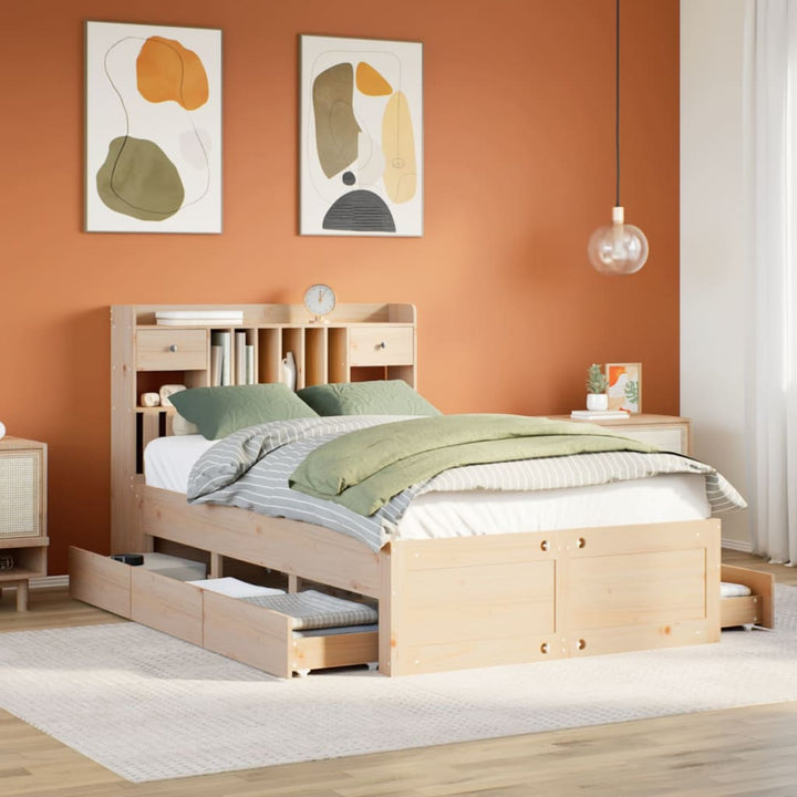 seng med reol uden madras 135x190 cm massivt fyrretræ