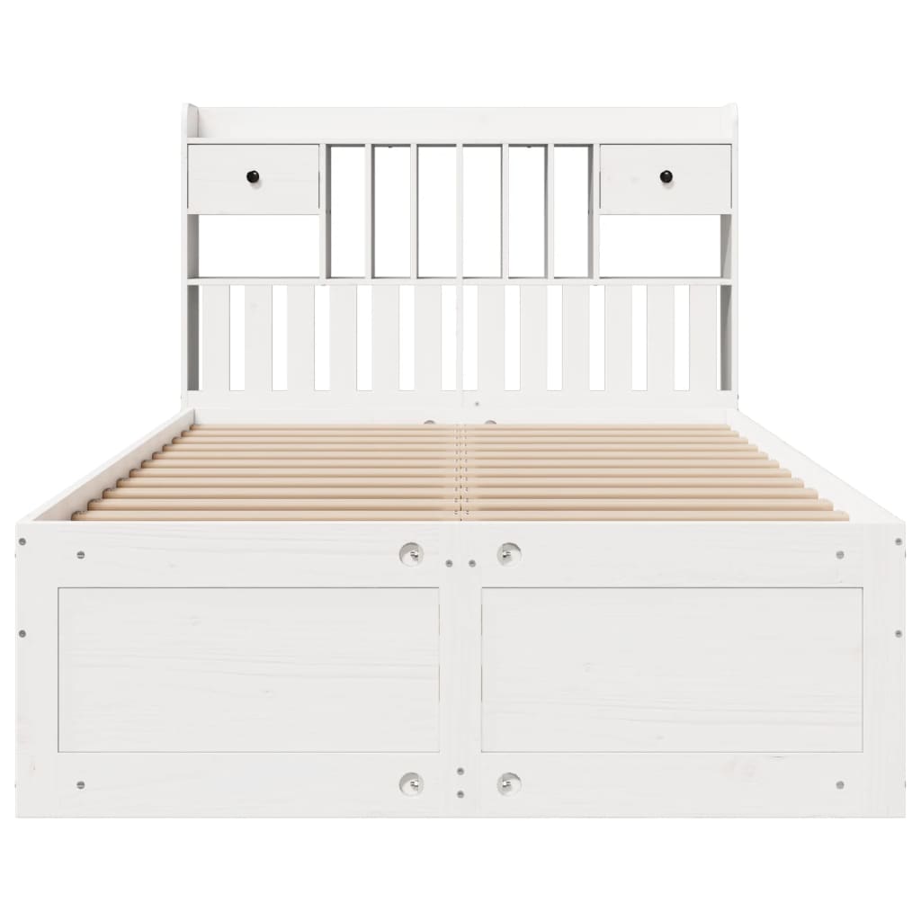 seng med reol uden madras 135x190 cm massivt fyrretræ hvid