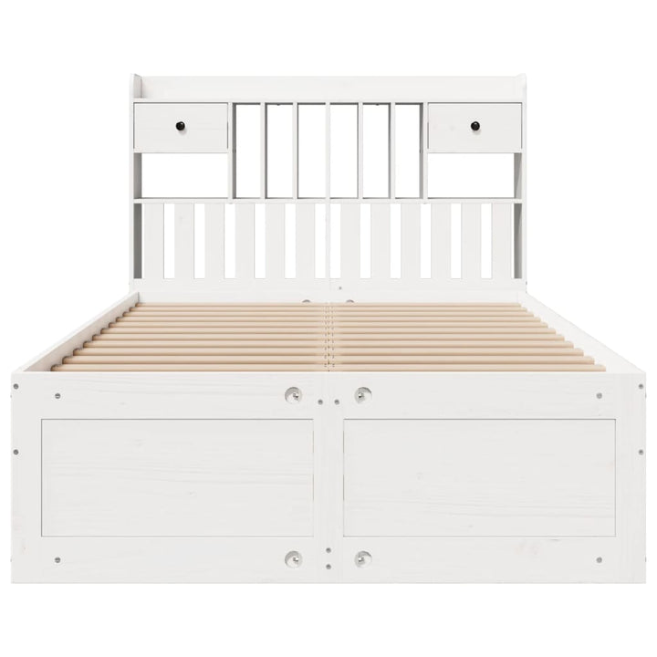 seng med reol uden madras 135x190 cm massivt fyrretræ hvid