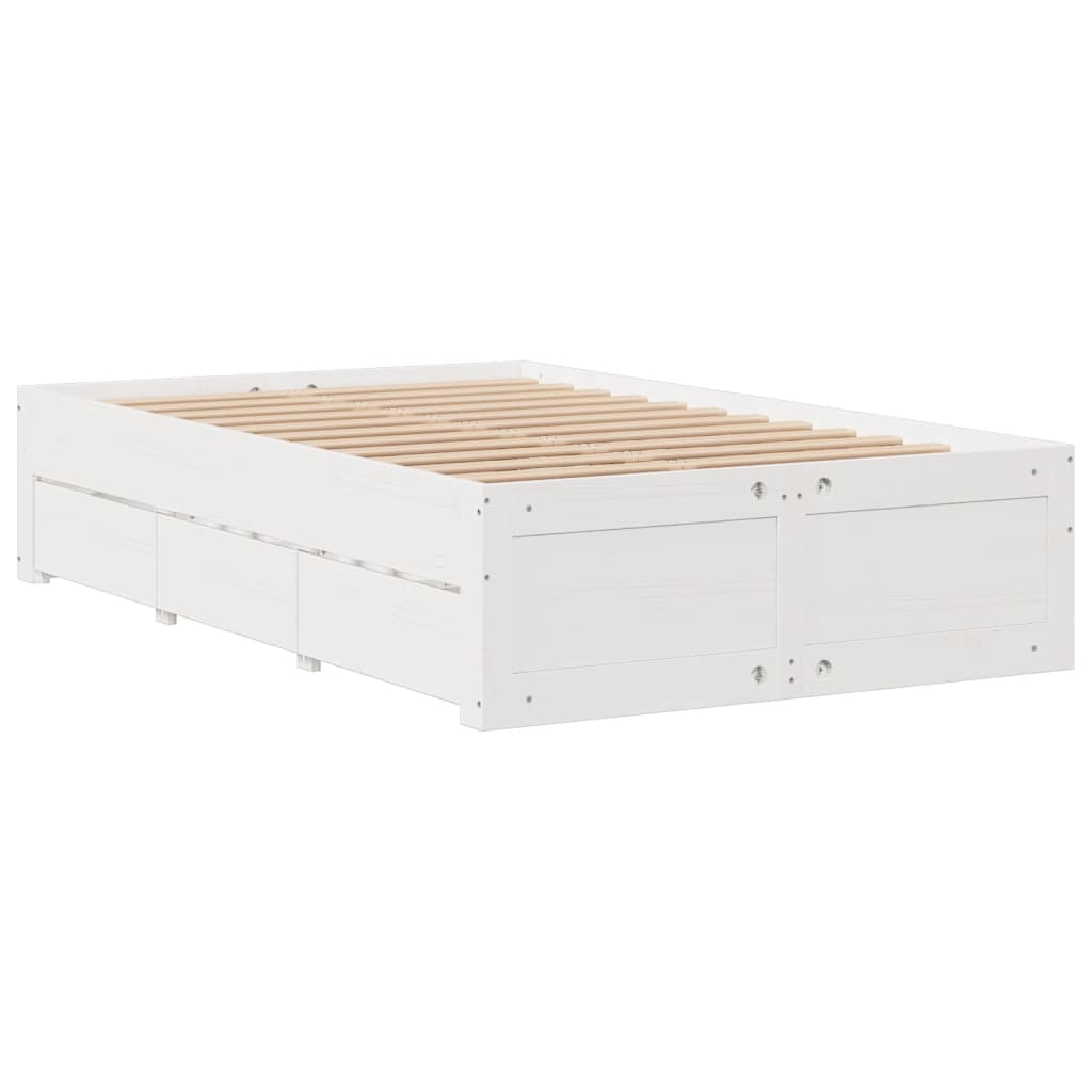 seng med reol uden madras 135x190 cm massivt fyrretræ hvid