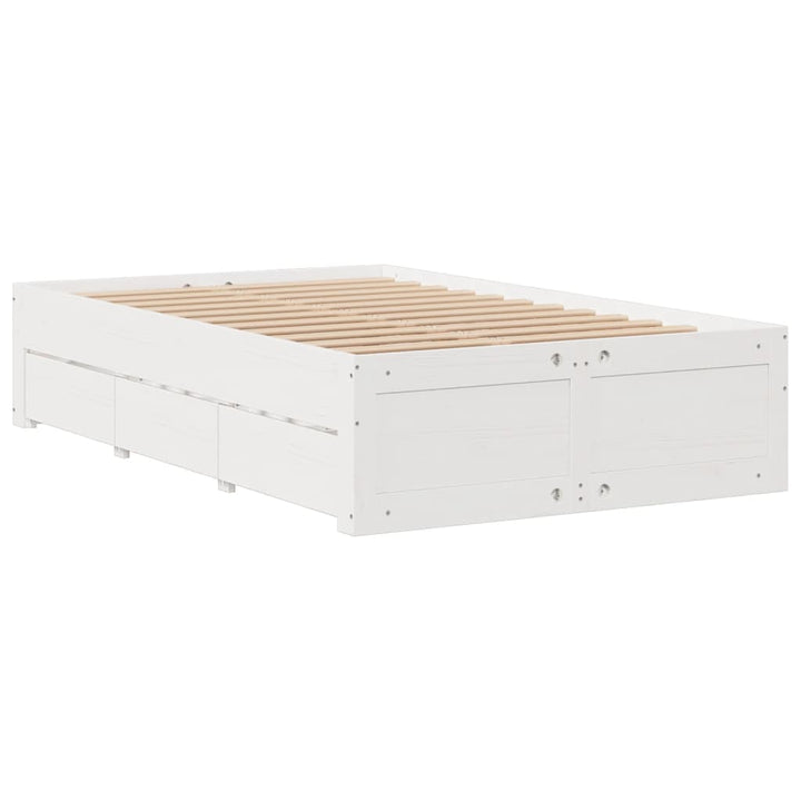 seng med reol uden madras 135x190 cm massivt fyrretræ hvid