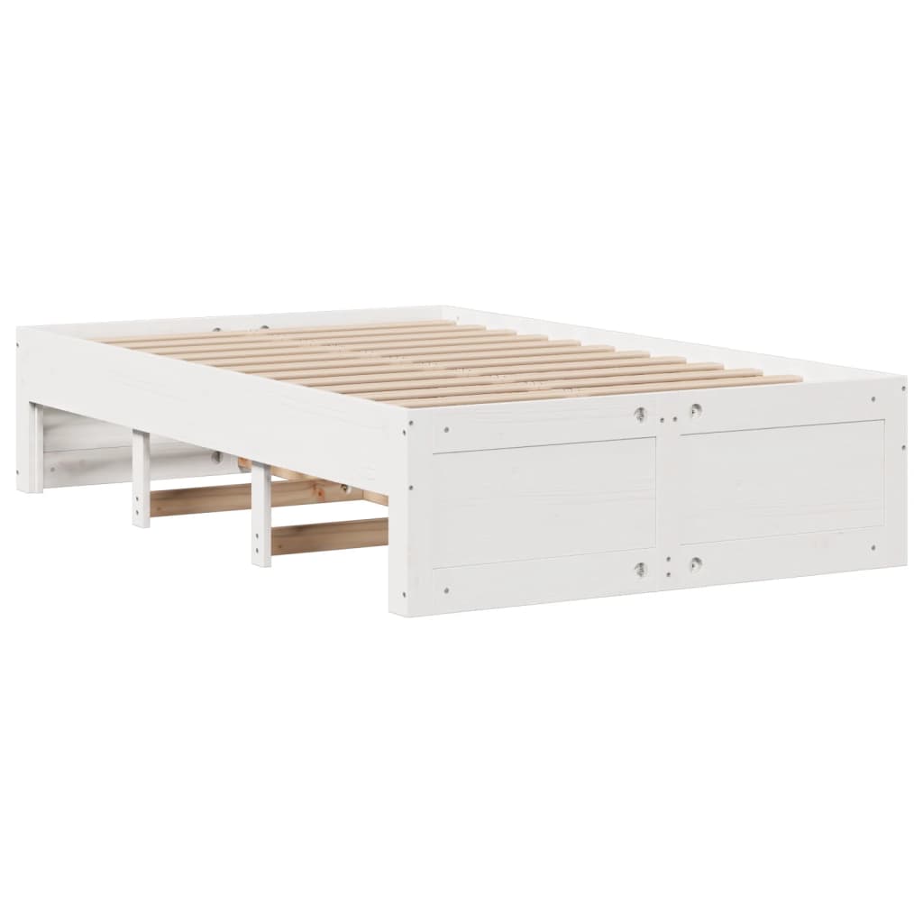 seng med reol uden madras 135x190 cm massivt fyrretræ hvid
