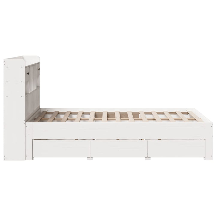 seng med reol uden madras 135x190 cm massivt fyrretræ hvid