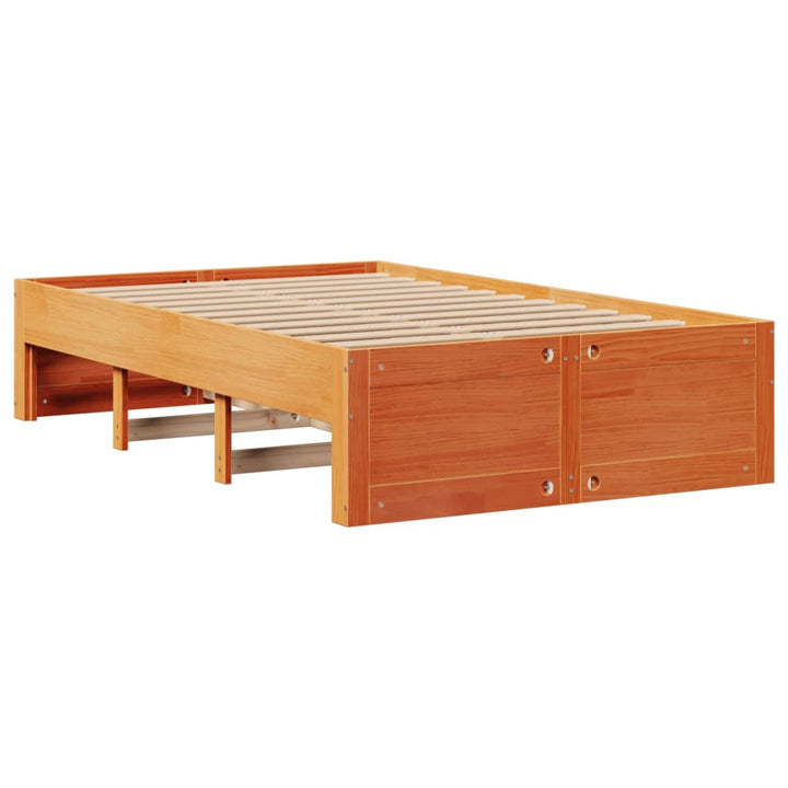 seng med reol uden madras 135x190cm massivt fyrretræ gyldenbrun