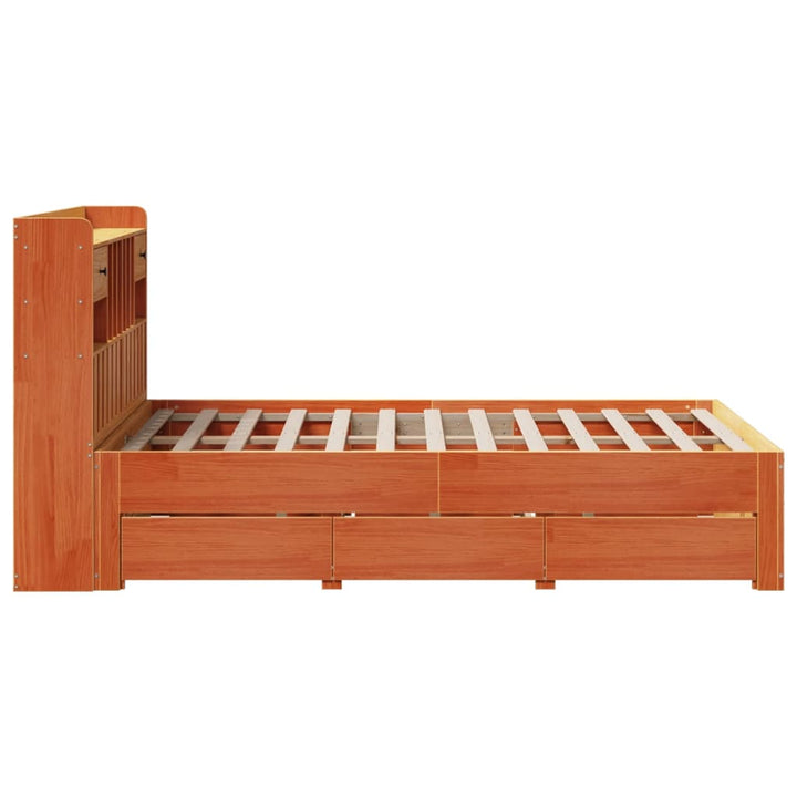 seng med reol uden madras 135x190cm massivt fyrretræ gyldenbrun