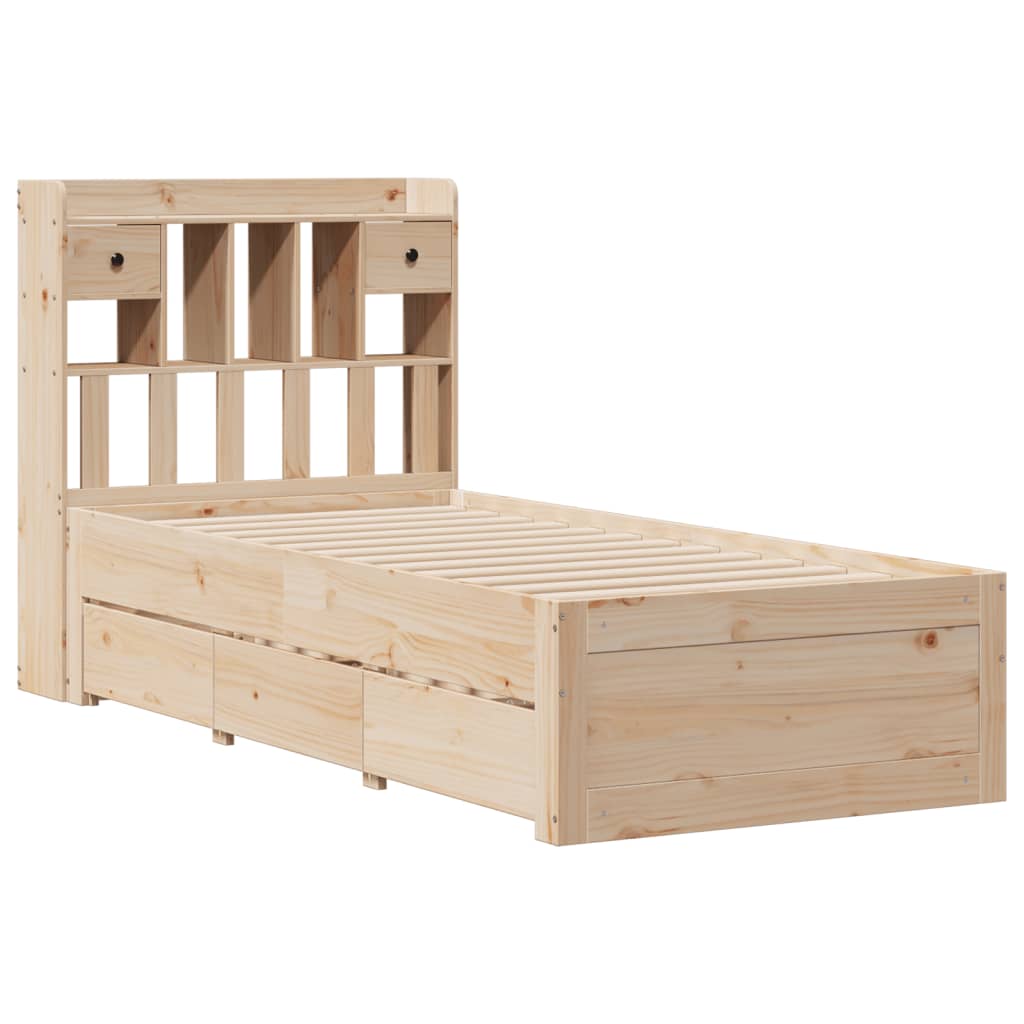 seng med reol uden madras 75x190 cm massivt fyrretræ