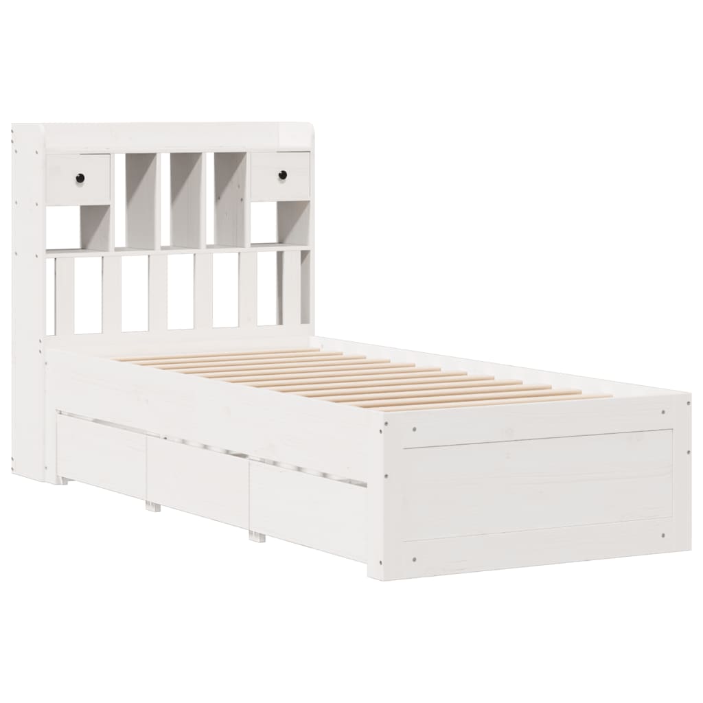 seng med reol uden madras 75x190 cm massivt fyrretræ hvid