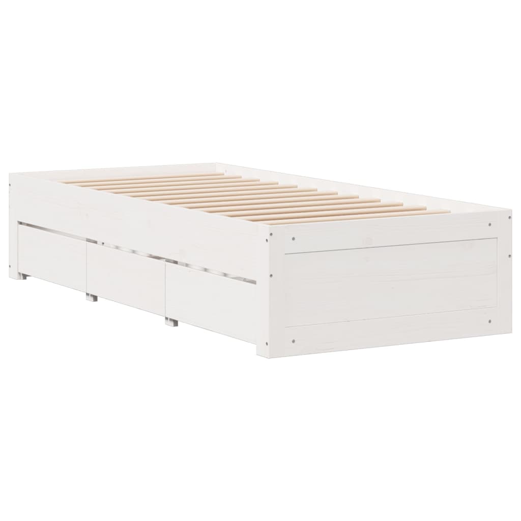 seng med reol uden madras 75x190 cm massivt fyrretræ hvid