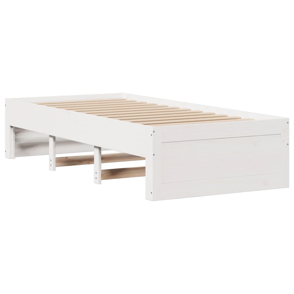 seng med reol uden madras 75x190 cm massivt fyrretræ hvid