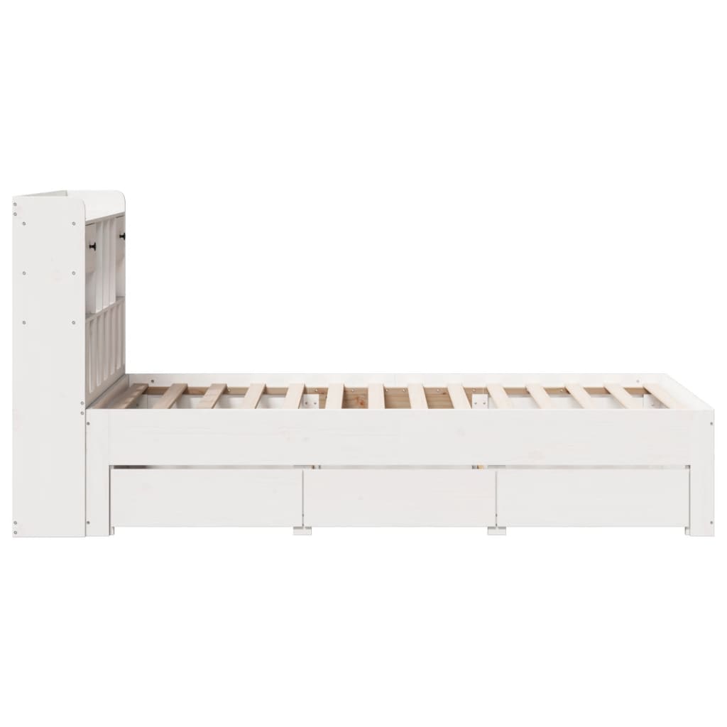 seng med reol uden madras 75x190 cm massivt fyrretræ hvid