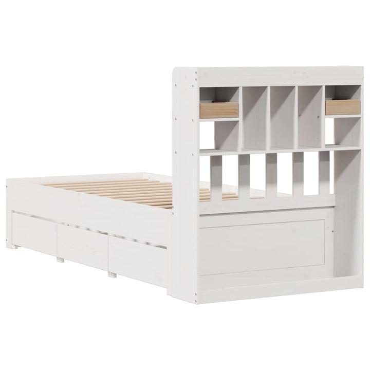 seng med reol uden madras 75x190 cm massivt fyrretræ hvid
