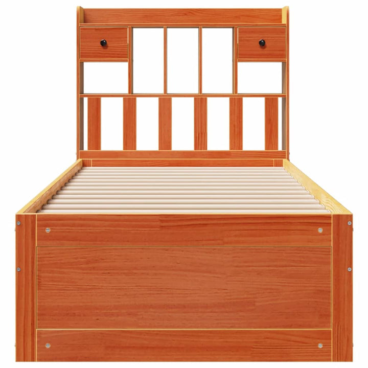seng med reol uden madras 75x190 cm massivt fyrretræ gyldenbrun