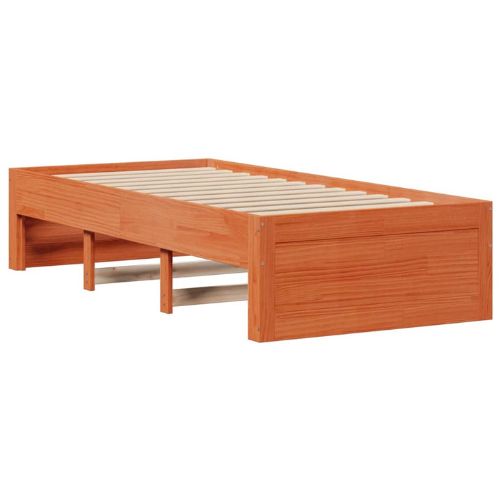 seng med reol uden madras 75x190 cm massivt fyrretræ gyldenbrun