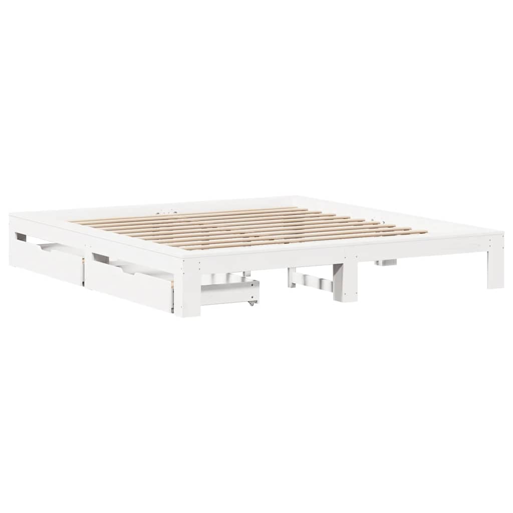 sengeramme uden madras 200x200 cm massivt fyrretræ hvid