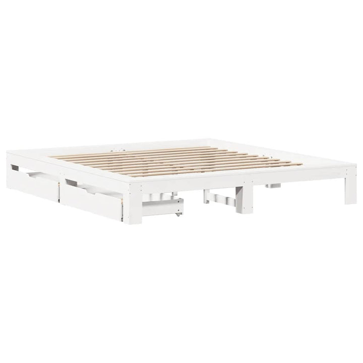 sengeramme uden madras 200x200 cm massivt fyrretræ hvid