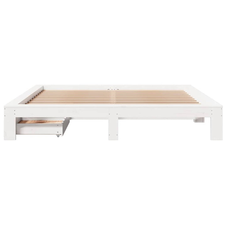 sengeramme uden madras 200x200 cm massivt fyrretræ hvid